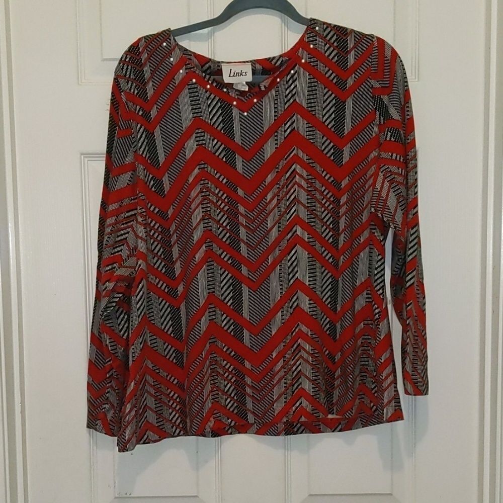 Links black red  white top Sz. L